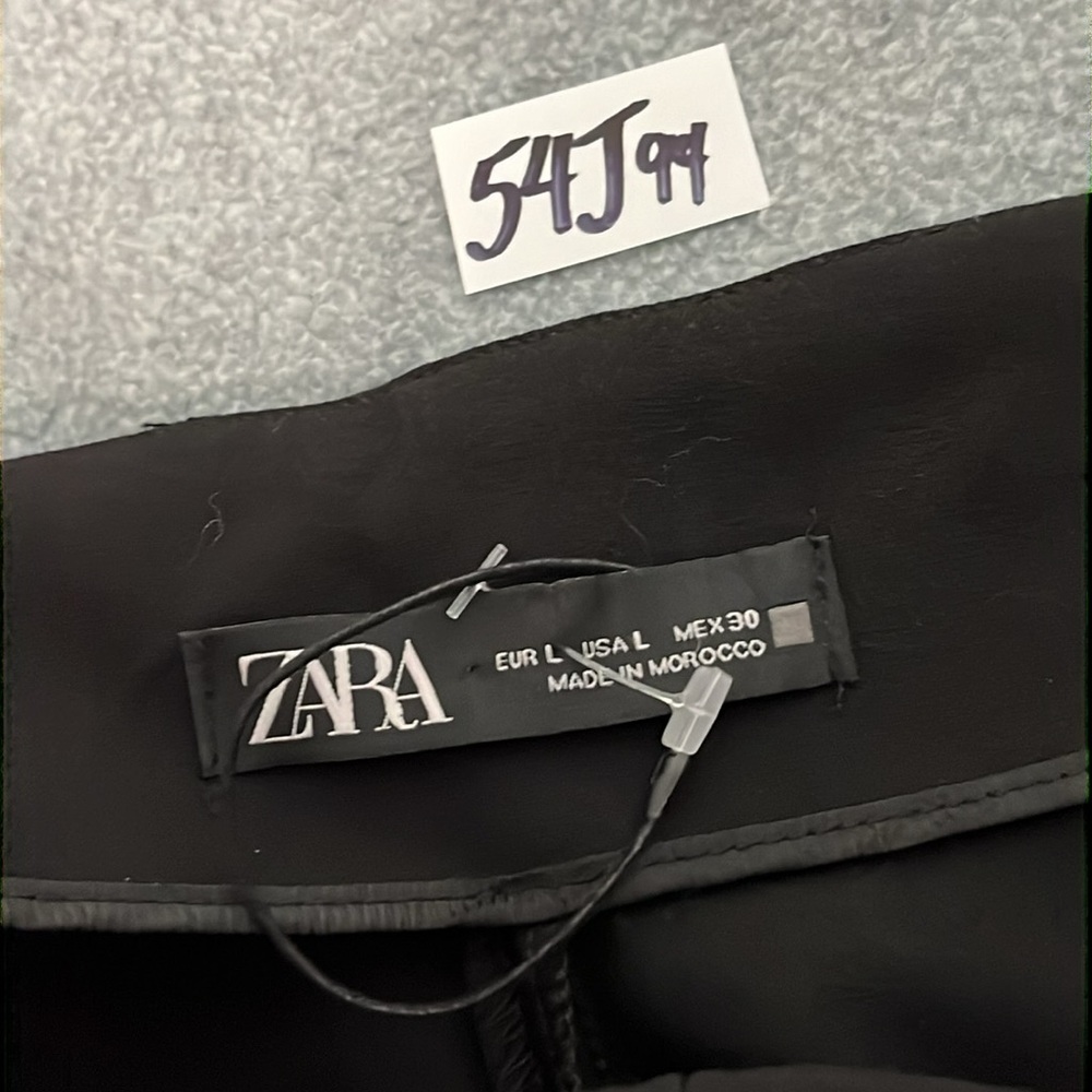 Zara High Rise Trouser Pants Large BlackSide Slit Office Career - Picture 3 of 12